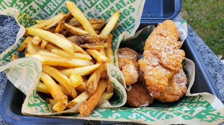 Wingstop chicken tenders and fries
