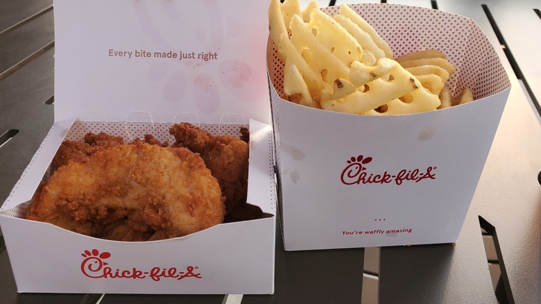 Chick-fil-A Chick-n-Strips and waffle fries