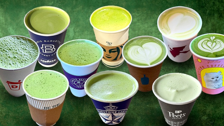 Variety of matcha coffee drinks