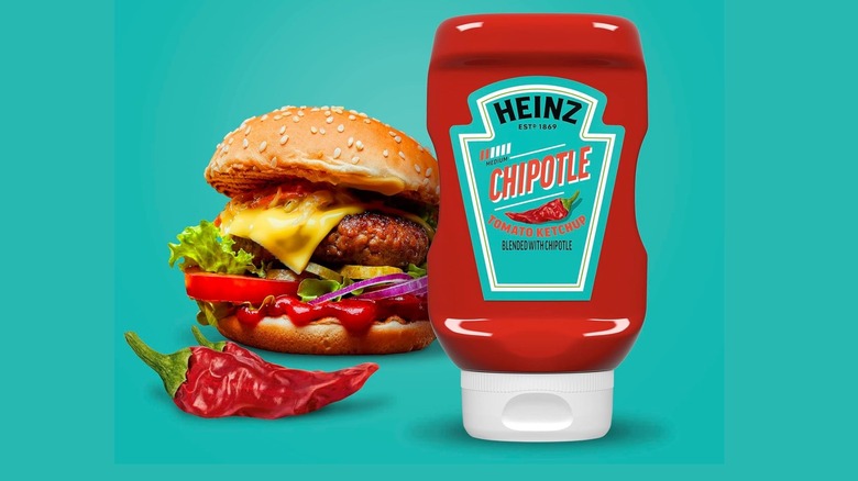 Bottle of Heinz ketchup with chipotle