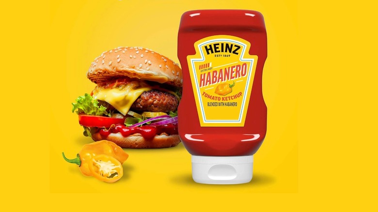 Bottle of Heinz ketchup with habanero