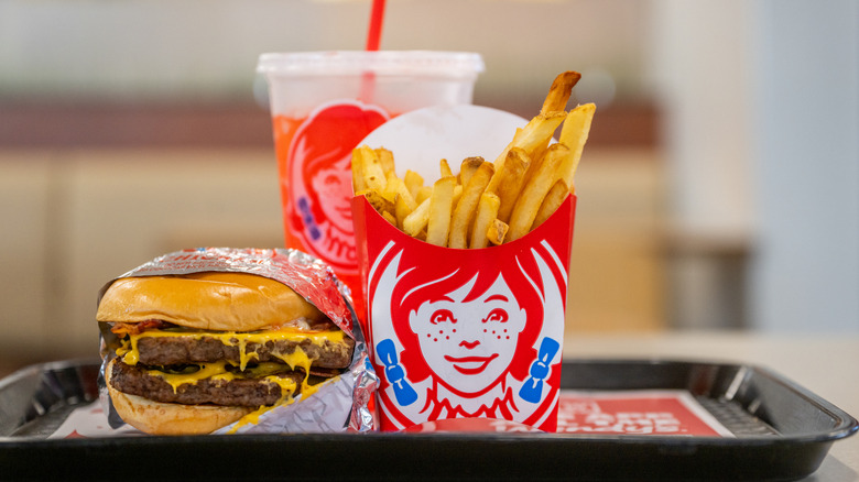 a Wendy's meal on a tray