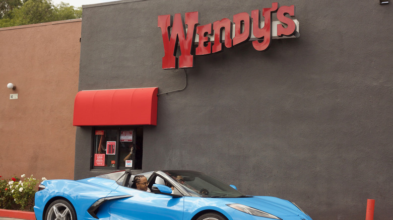 sports car in Wendy's drive-thru