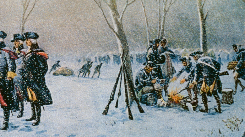 Illustration of Revolutionary War soldiers at Valley Forge