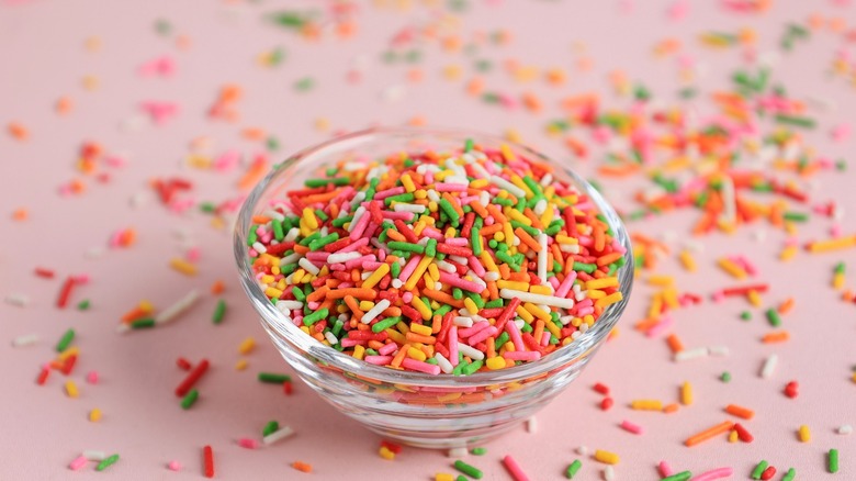 a bowl of colorful ice cream sprinkles