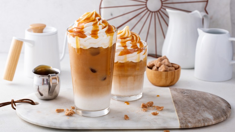 Coffee drinks on table