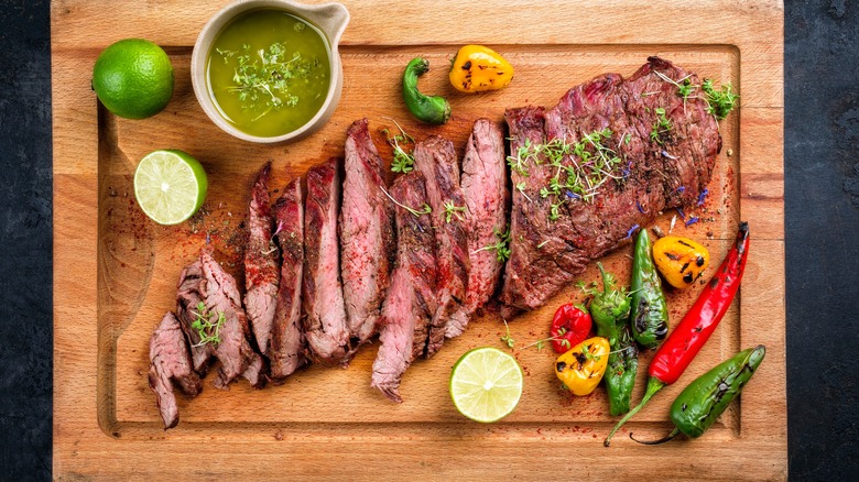 Steak on a cutting board