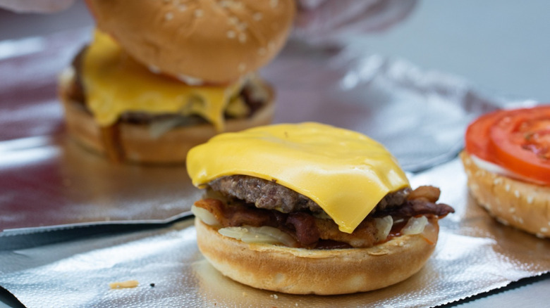 Five Guys cheeseburger with Kraft