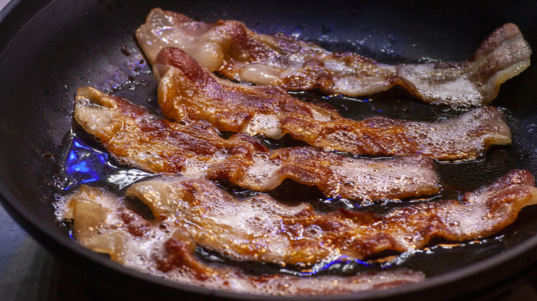 Bacon in frying pan