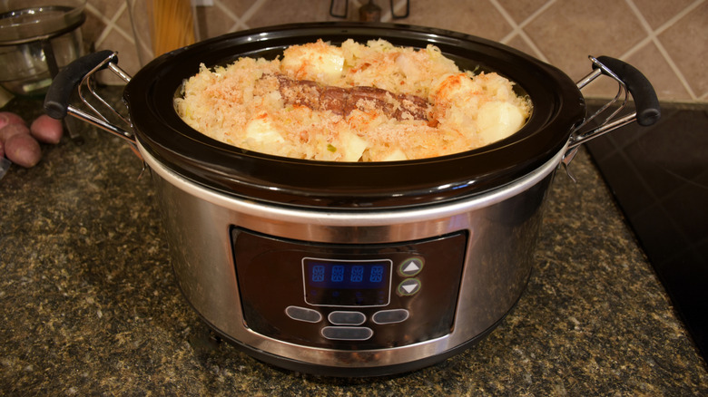 Pork and sauerkraut in a crock pot
