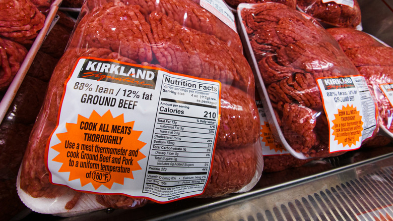 Kirkland Signature ground beef on display at Costco