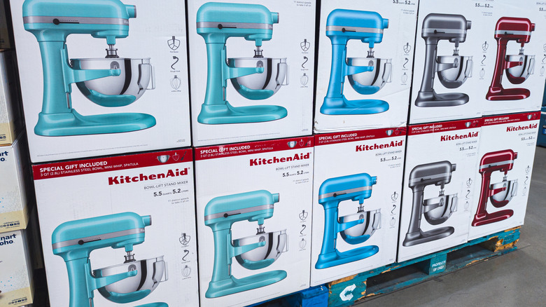 Pallets of KitchenAid mixers on display at Sam's Club