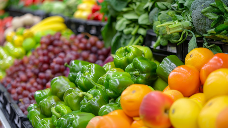 fresh produce stacked in store