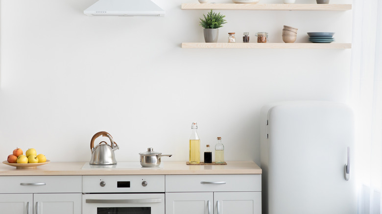Minimalist white kitchen and appliances