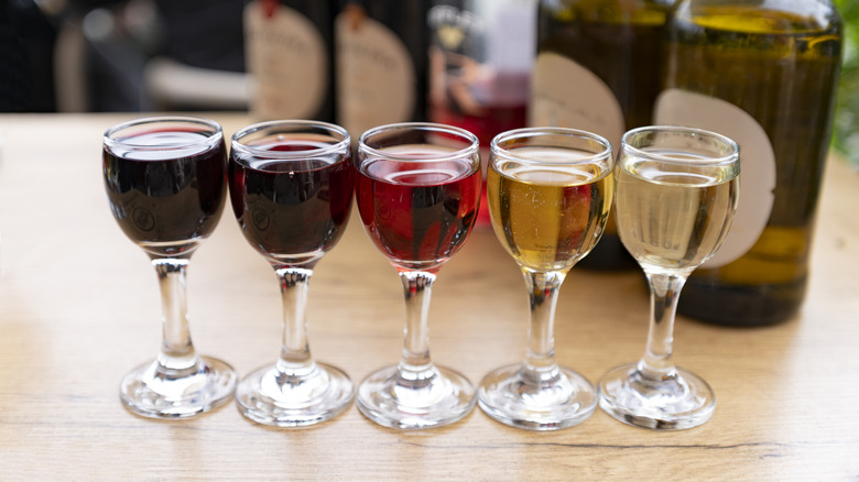 five glasses of port