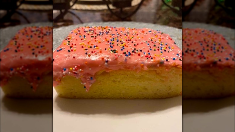 Mexican pink cake on a plate