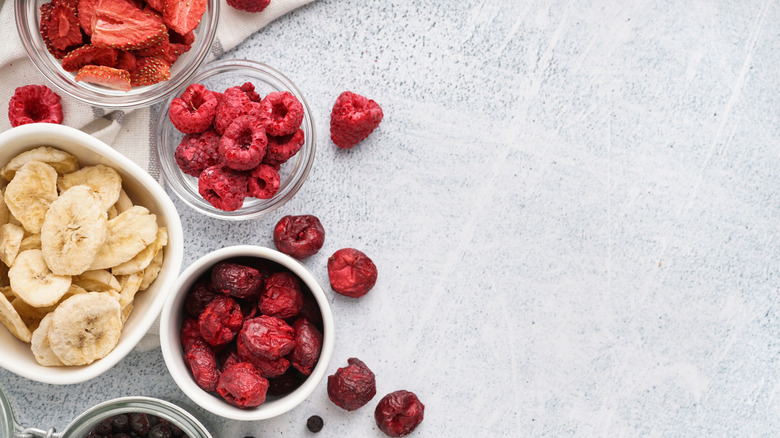 freeze-dried fruit in small bowls