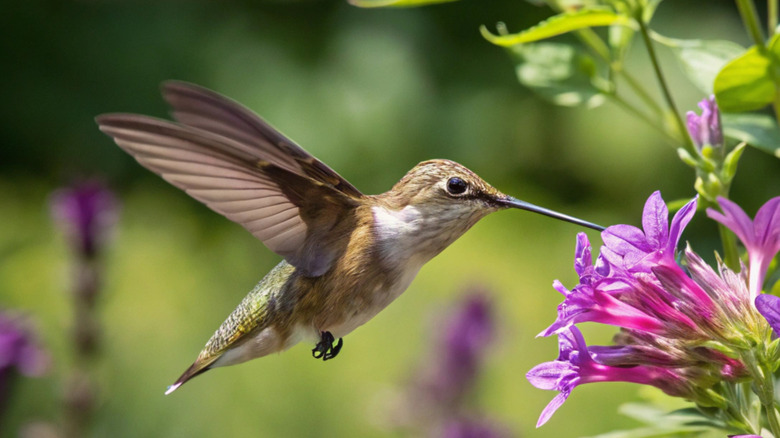 Hummingbird drinking nectar