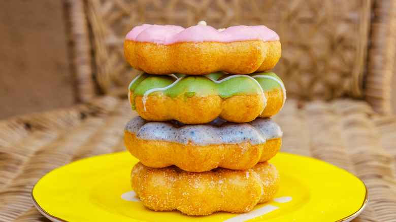 Colorful mochi donuts