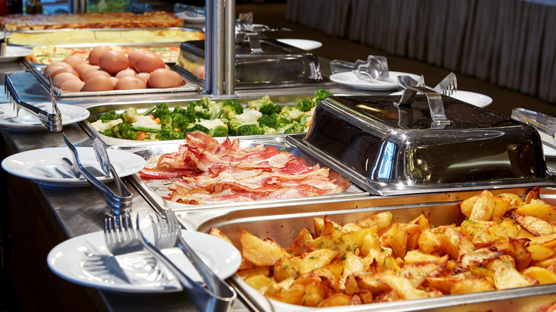 buffet food lined up