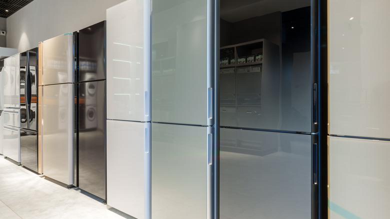 Fridges in an appliance store showroom