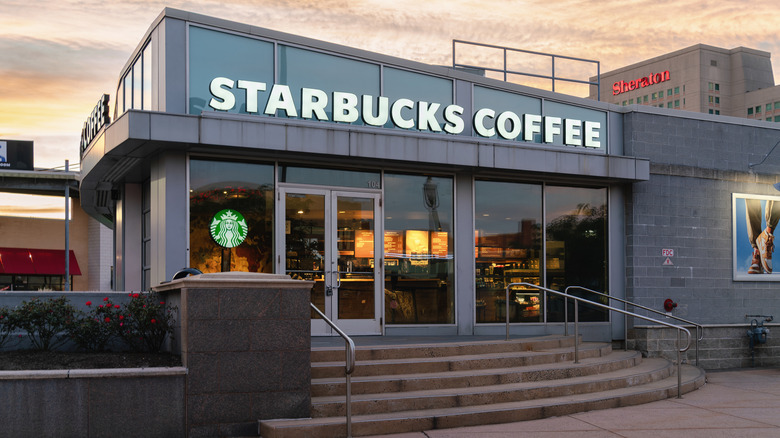 Outside of a Starbucks location