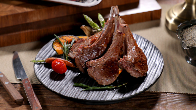 A French cut steak on a plate