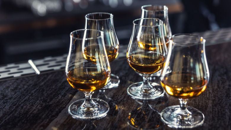 Whiskey in tasting glasses