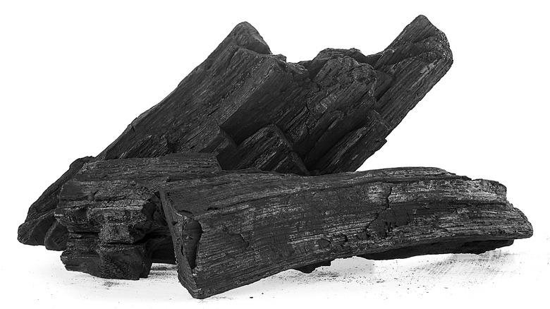 Pieces of wooden charcoal