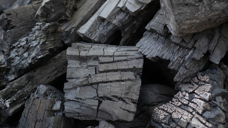 Close up of charcoal chunks