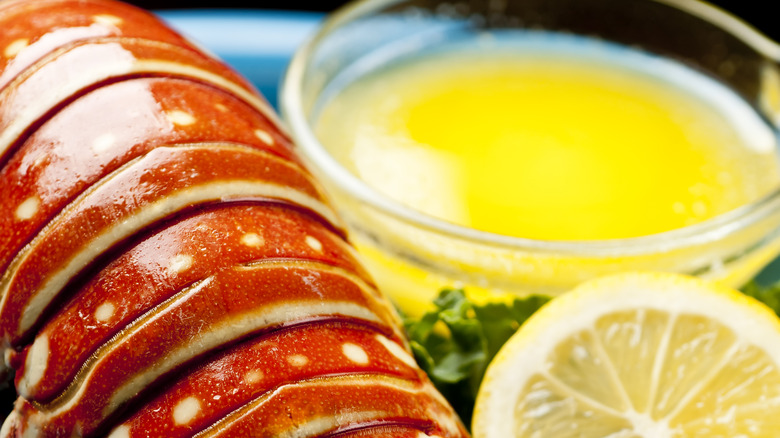 lobster tail with lemon and clarified butter