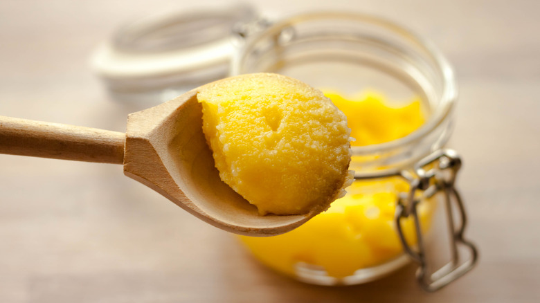 spoonful of ghee from jar
