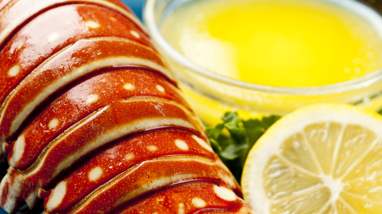 lobster tail with lemon and clarified butter