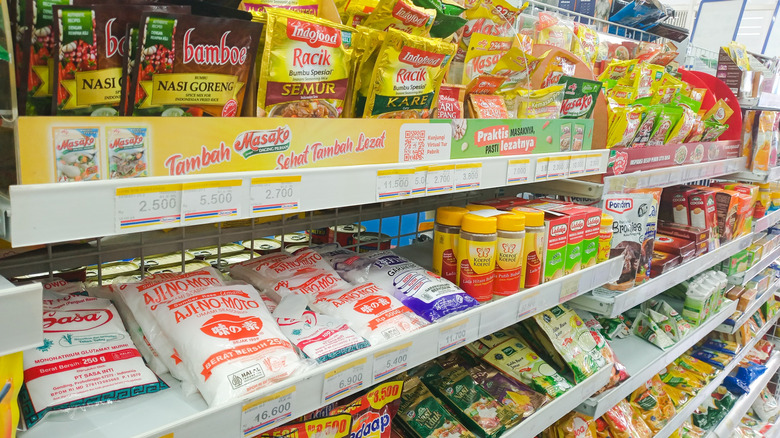 Assorted MSG brands in the store