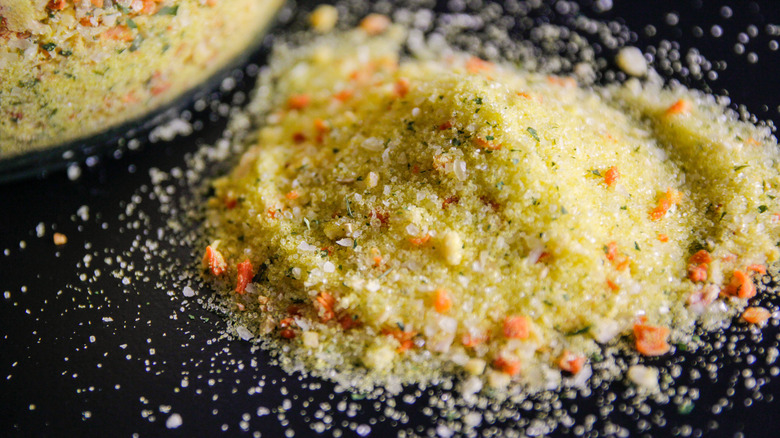 Powdered savory bullion on a table