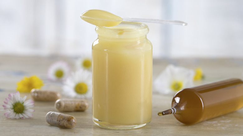Royal jelly in glass jar