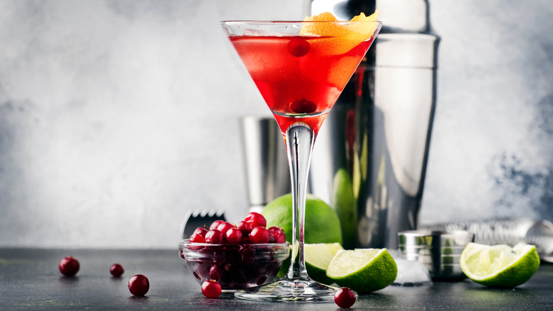 Classic alcoholic cocktail cosmopolitan with vodka