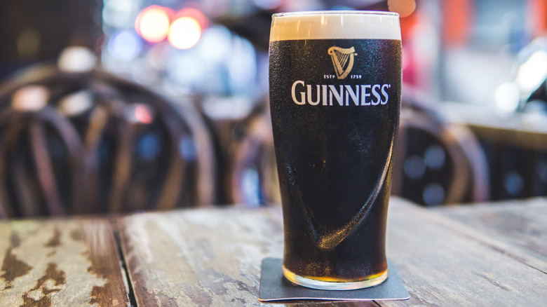 Guinness pint on a table