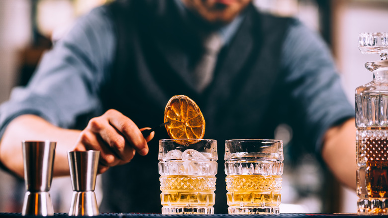 Bartender mixing a drink 