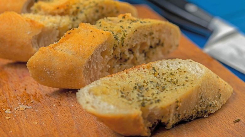 Baked bread bruschetta.