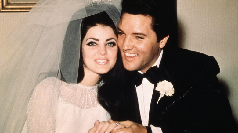 Elvis and Priscilla Presley wedding photo color