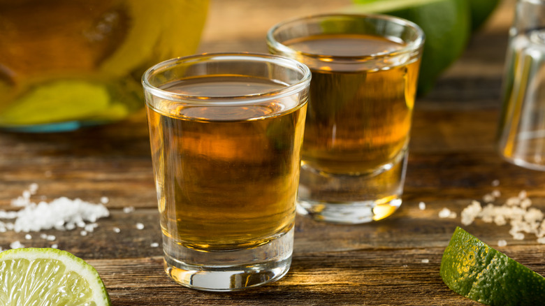 Two shots of reposado tequila.