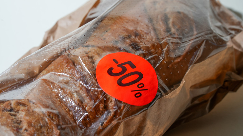 Marked-down bakery bread in a bag