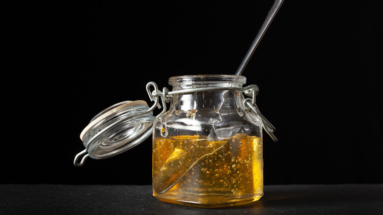 agave syrup in glass jar