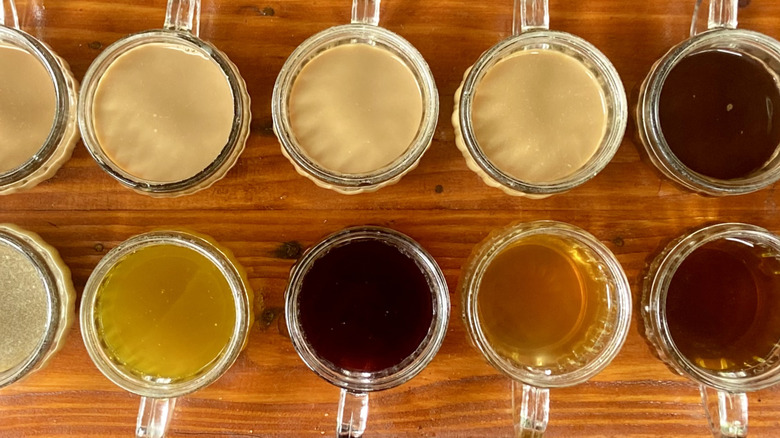 Coffee arranged for tasting