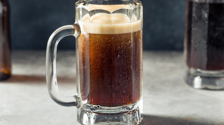Glass mug of root beer