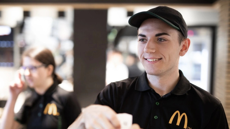 mcdonald's staff serving customer