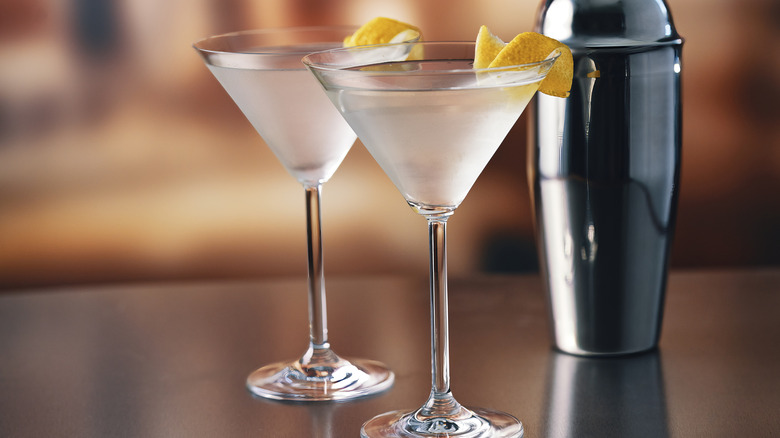 Martinis on a table with a shaker