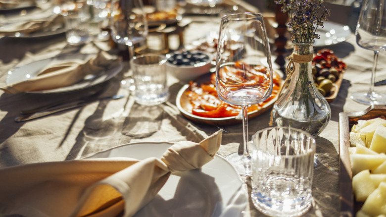 Dinner table set up for a party