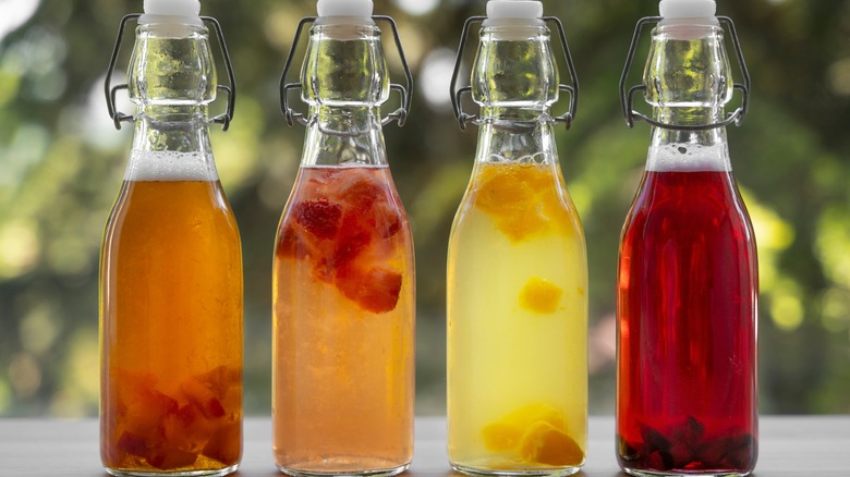 Bottles of Kombucha tea